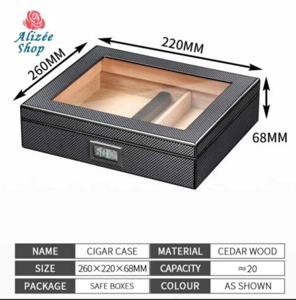 CIGARES Digital Humidor Box Glass Top with Humidifier & Digital Hygrometer - Image 4