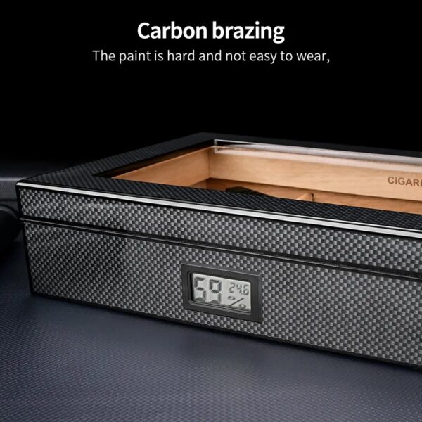 CIGARES Digital Humidor Box Glass Top with Humidifier & Digital Hygrometer - Image 6