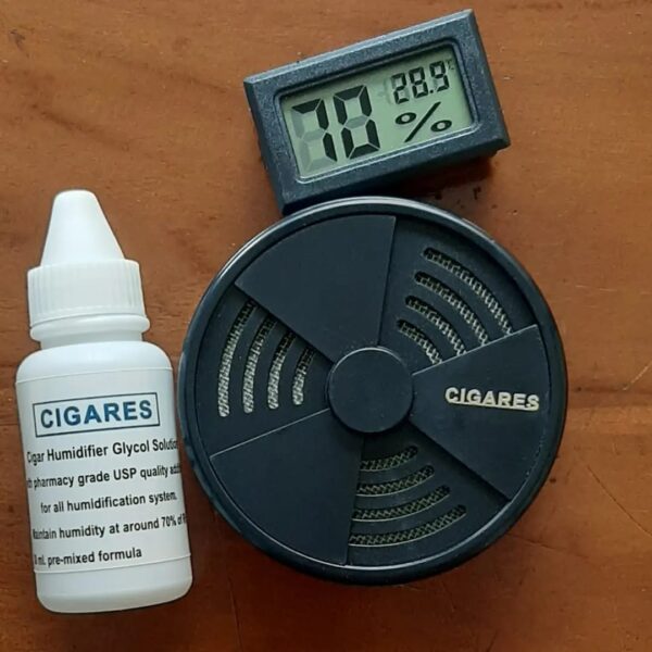 CIGARES Humidor Kit with Adjustable Humidifier Hygrometer PG Solution - Image 2