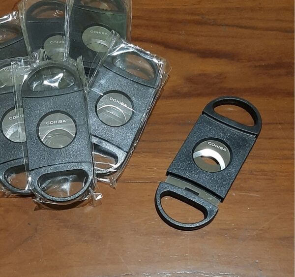 Black Plastic Double Blade Stainless Steel Guillotine Cigar Cutter Cutter Pemotong Cerutu - Image 2